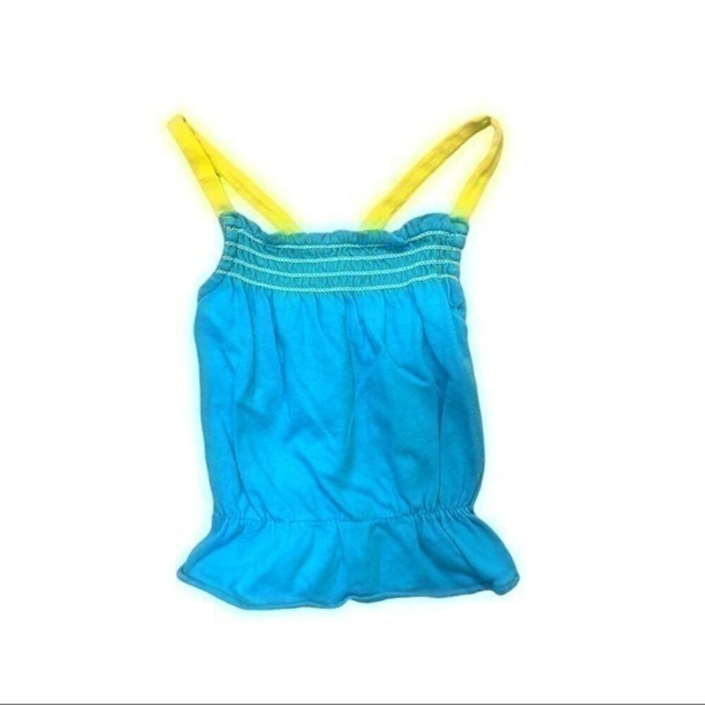 Smocked Tank Top Blue and Yellow Baby girl Size 9 Months